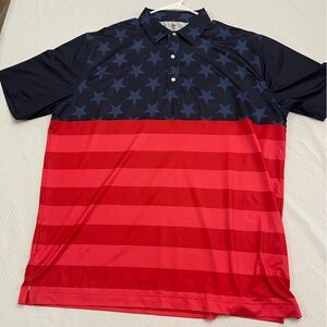 Mens U Suck at Golf Patriotic American Flag Polo
